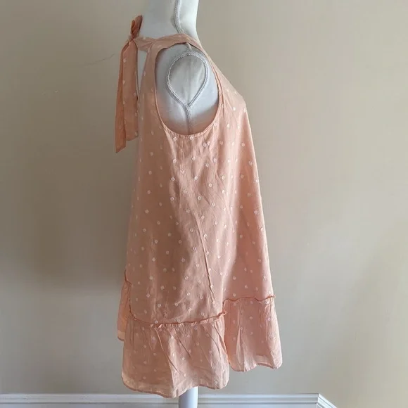 LOFT Peach Polka Dot Sun Dress with Bow - Picture 3 of 16